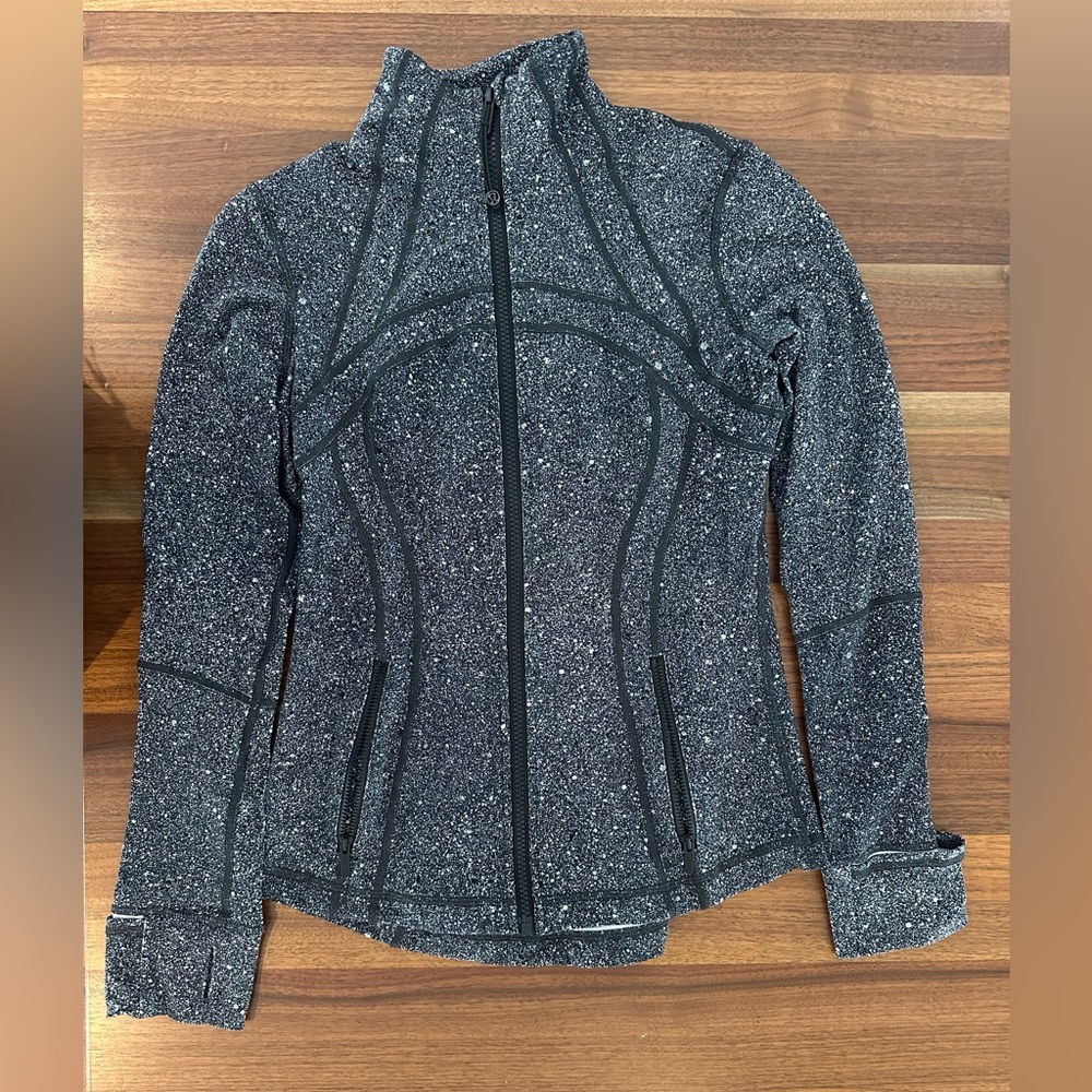 Women’s Lululemon Define Jacket Black White Speckled Size 6 Full Zip Luon